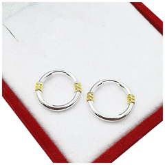 Aros Plata Y Oro 13mm Cubanos Argollas Resistentes -