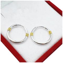 Aros Plata Y Oro 15mm Cubanos Argollas Resistentes -