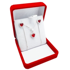 Conjunto Plata 925 Modelo Corazón Cubic Aros Cadena Dije 3,9 Grs - - comprar online