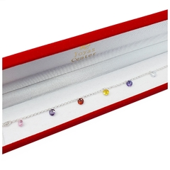 Pulsera Plata 925 Dije Diamante Colores Joyas 2,7gr - - comprar online
