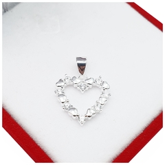 Dije Corazon Plata 925 Mujer Amor Con Piedras Regalo Joyas 1,6 Grs -