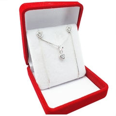 Conjunto Plata 925 Modelo Corazón Cubic Aros Cadena Dije 3 Gr - - comprar online