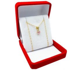 Conjunto Oro 18k Cadena Singapur Corazón Joyas Colores 1,4Grs - comprar online