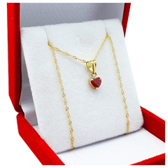 Conjunto Oro 18k Cadena Singapur Corazón Joyas Colores 1,4Grs - tienda online