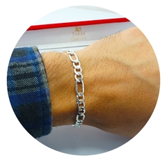 Pulsera De Plata 925 Hombre Mujer 3 Y 1 Joyas 21cm 5,8gr -