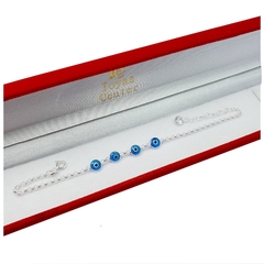 Pulsera De Plata 925 Con Ojos De Horus Celestes Joyas Damas 2,2Grs - - comprar online