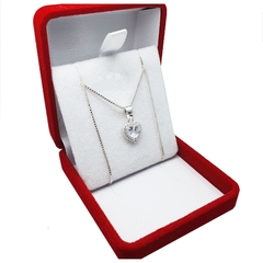 Conjunto Plata 925 Cadena Y Dije Corazón Con Piedras - 2,5Grs - - comprar online