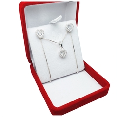 Conjunto Plata 925 Modelo Corazón Cubic Aros Cadena Dije - 4,6Grs - - comprar online