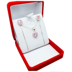 Conjunto Plata 925 Modelo Corazón Cubic Aros Cadena Dije - 4,6Grs - - comprar online