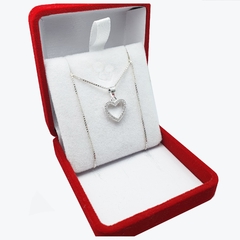 Conjunto Plata 925 Cadena Y Dije Corazón Con Piedras Joyas - 2.4Grs - - comprar online