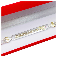 Pulsera Identidad Plata Y Oro Para Grabar Pulsera Hombre - - comprar online