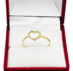 Anillo De Oro 18k Corazón Con Piedras Cubic C1237 - comprar online