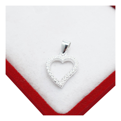 Dije Corazon Calado Plata 925 Mujer Amor Piedras Cubic -