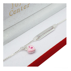 Pulsera Identidad Grabado Dije Corazon Bebe Plata 925 -