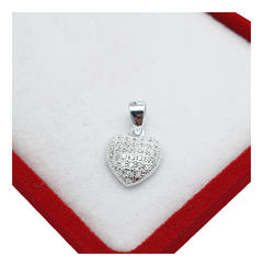 Dije Corazon Plata 925 Mujer Amor Con Piedras Blancas 10mm -