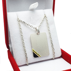Conjunto Cadena Forcet 60cm Medalla Cartier Plata/oro 18kts -