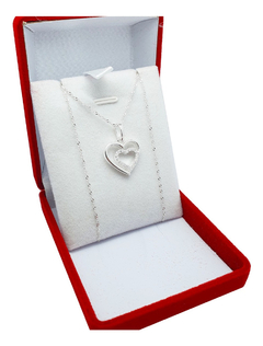 Conjunto Plata 925 Corazón Con Piedras + Cadena 45cm Joyas - - comprar online