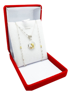 Conjunto Medalla Virgen Niña Plata 925/oro Cadena Singapur - - comprar online