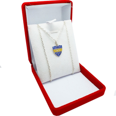 Conjunto Escudo Boca Juniors Plata 925 Cadena Forcet - - comprar online