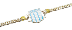 Pulsera Con Dije Equipo De Futbol Escudo Plata 925 Y Oro 18K - - Joyas Center