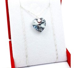 Collar Cadena + Dije Cristal Corazón 14mm Plata 925 Swarovski - tienda online