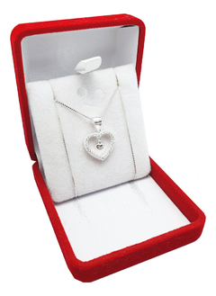 Conjunto Plata 925 Corazón Con Piedras + Cadena Veneciana - 3.4Grs - - comprar online