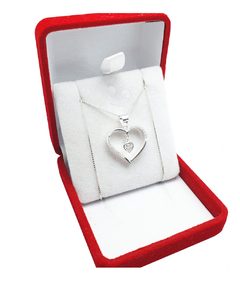 Conjunto Plata 925 Corazón Con Piedras + Cadena Veneciana - 3.8Grs - - comprar online