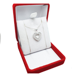 Conjunto Plata 925 Corazón Piedras + Cadena Veneciana 45cm - 3.9Grs - - comprar online