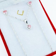 Collar De Plata Con Aros Y Piedras Cadena Corazón - 2,5Grs - - comprar online