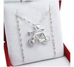 Conjunto Cadena Y Dije Plata 925 Bicicleta - 3,9Grs