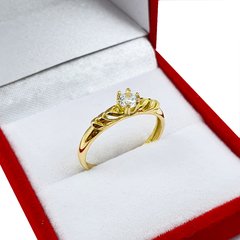 Anillo Oro 18kts Labrado Con Piedra Central Solitario 2Grs - comprar online