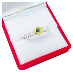 Anillo Bvlgari Plata 925 y Oro 18K Redondo Con Piedras