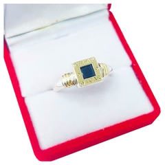 Anillo Bvlgari Plata 925 y Oro 18K Cuadrado