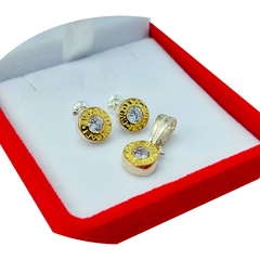 Par Aros y Dije Plata 925 y Oro 18K Bvlgari Mediano - comprar online