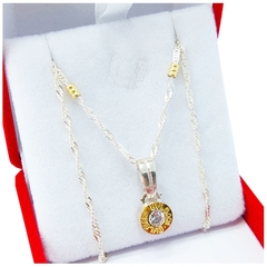 Conjunto Plata 925 y Oro 18K Cadena Singapur y Dije Mediano Bvlgari - comprar online