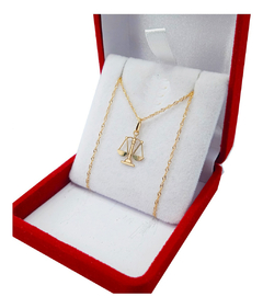 Conjunto Oro 18k Cadena Singapur Balanza De La Justicia - 1.3Grs en internet