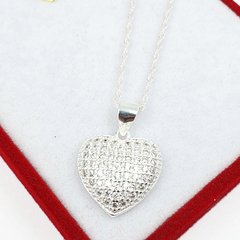 Conjunto De Plata 925 Cadena Con Dije Corazón Con Piedras - 4,6Grs - - comprar online