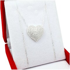 Collar Con Dije Corazon Plata 925 Con Piedras - 3,4Grs -