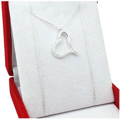 Conjunto De Plata 925 Cadena Con Dije Corazón Piedras - 2,1Grs - - comprar online