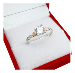 Anillo Cintillo Plata 925 Y Oro 18kts Compromiso CD20 Rose -