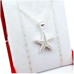 Conjunto Cadena Dije Estrella De Mar Plata 925 Con piedras - 4,3Grs -