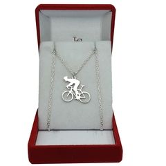 Conjunto Plata 925 Forcet Corto Y Dije Ciclista - - tienda online