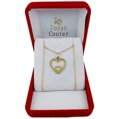 Conjunto Oro 18k Doble Corazón Calado Y Cadena Singapur - 1,5Grs