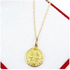 Conjunto Oro 18 K Cadena 45 Cm Dije Medalla San Benito Cruz - comprar online