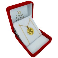 Conjunto Oro 18k Cadena Singapur + Dije Mundo Mapamundi - 2,5Grs