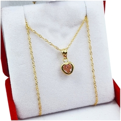 Conjunto Oro 18k Cadena Singapur Corazón 1,6 Grs - tienda online