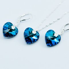 Conjunto Swarovski Azul (cadena con dije + aros)