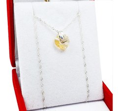 Collar Cadena + Dije Cristal Corazón 10mm Plata 925 Swarovski - tienda online