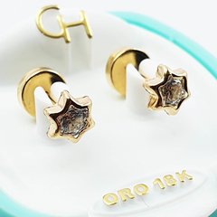 AROS ABRIDORES DE ORO 18KT MARCA CH ESTRELLA CON PIEDRA TIC 18K 48,60 #182