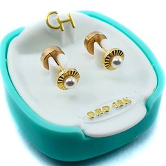 AROS ABRIDORES DE ORO 18KT MARCA CH FACETADOS CON PERLA TIC 18K 53,85 #119 - comprar online